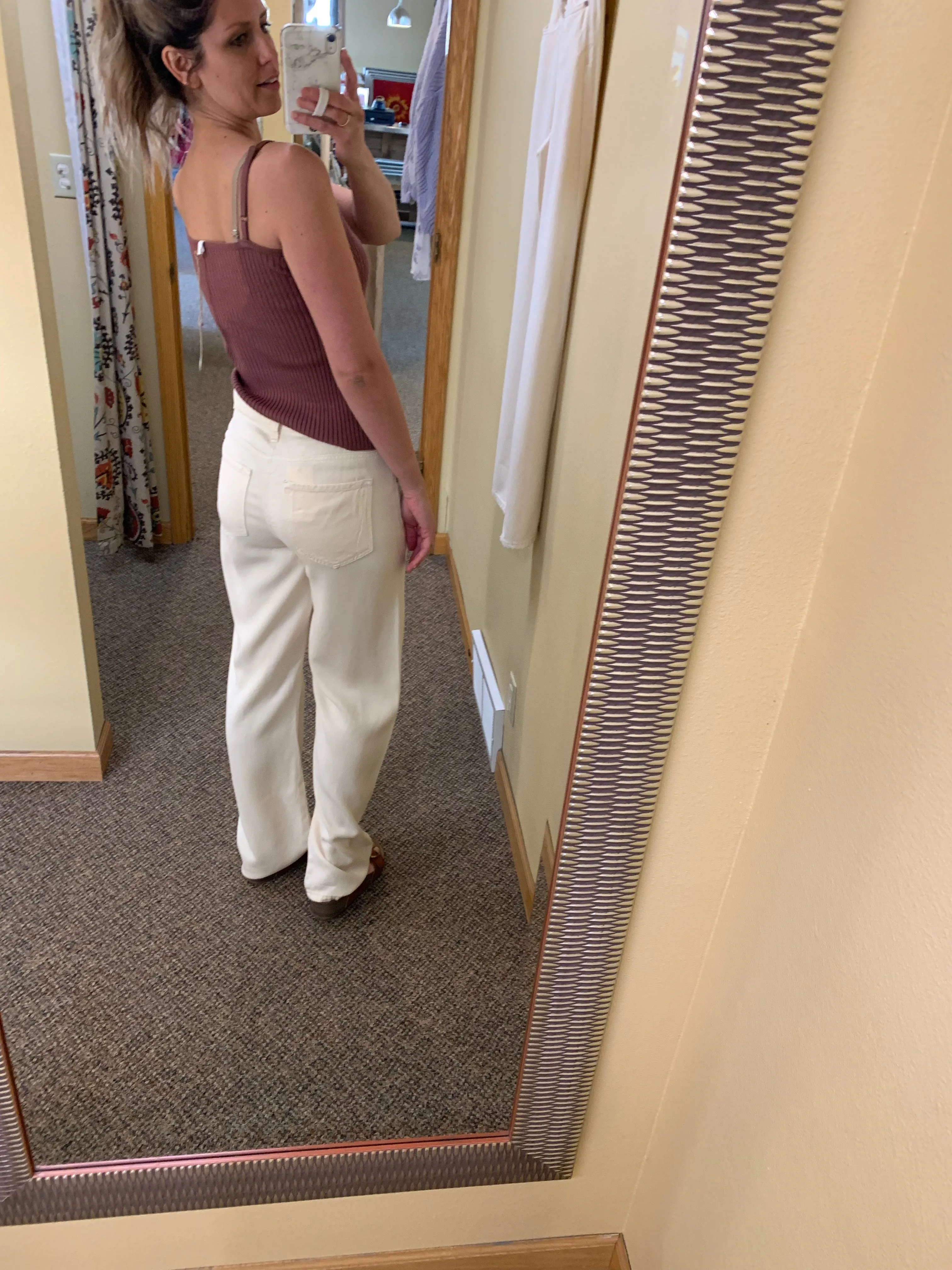 lightweight tencel straight leg pants | bone