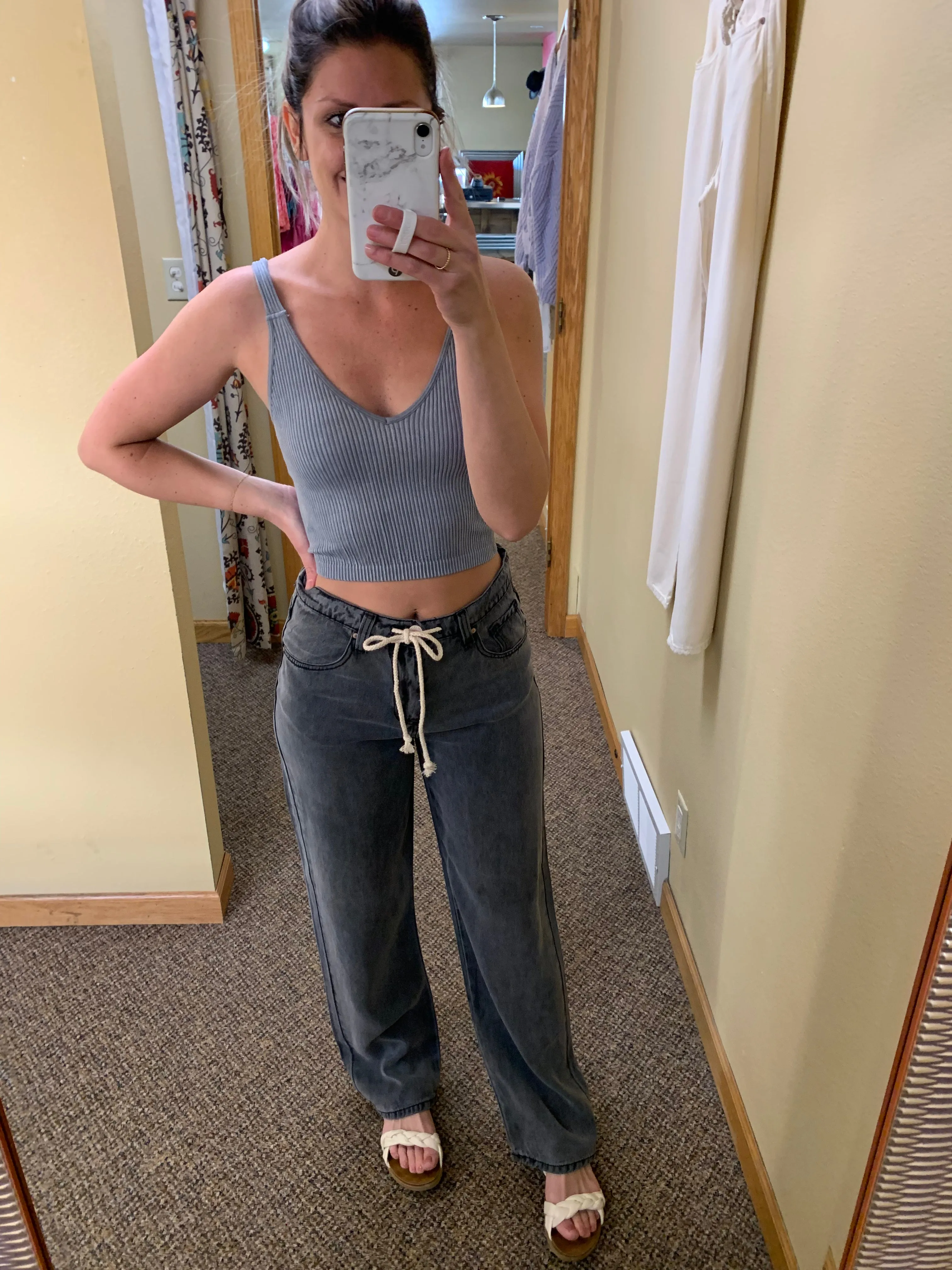 lightweight tencel straight leg pants | bone