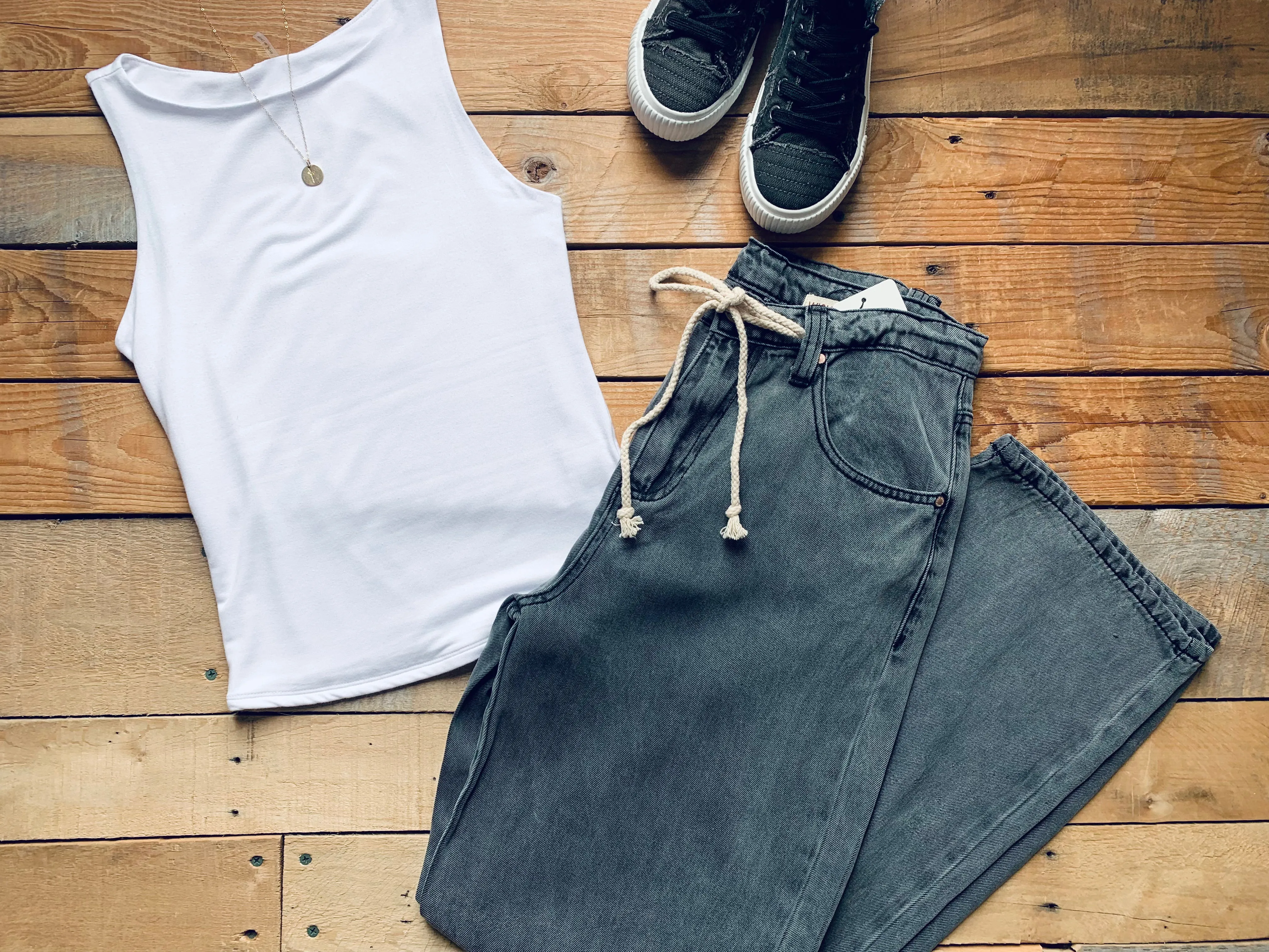 lightweight tencel straight leg pants | bone