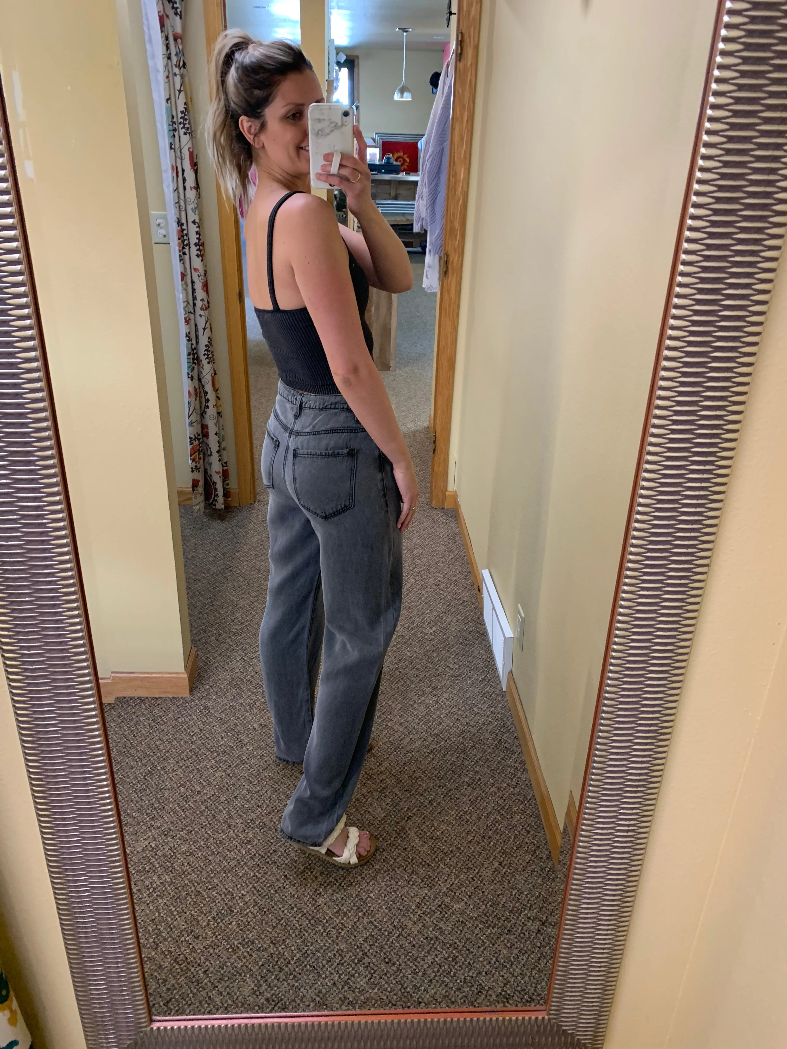lightweight tencel straight leg pants | bone