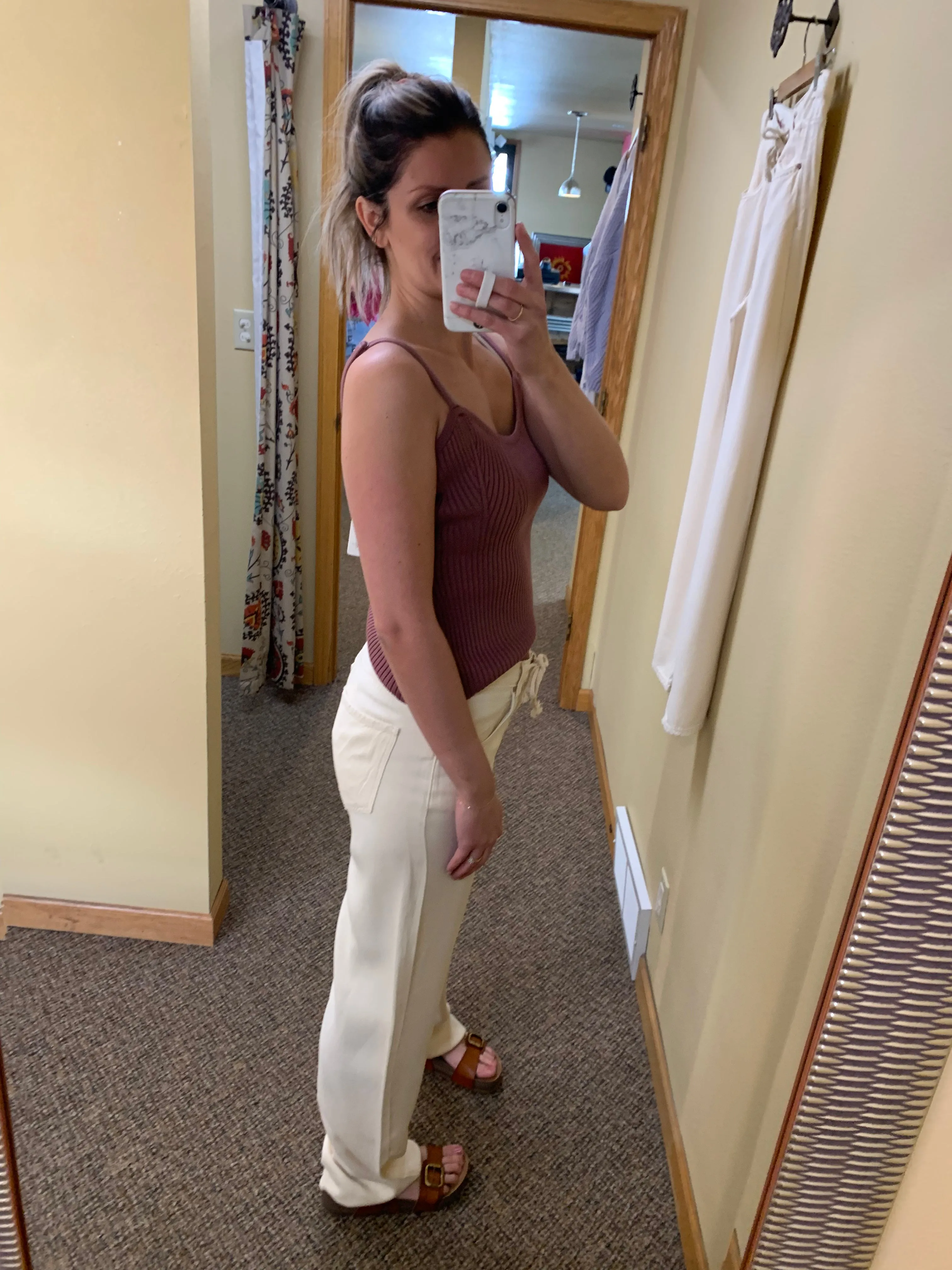 lightweight tencel straight leg pants | bone