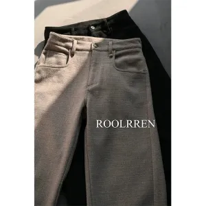 Linen Wool Straight-Leg Trousers