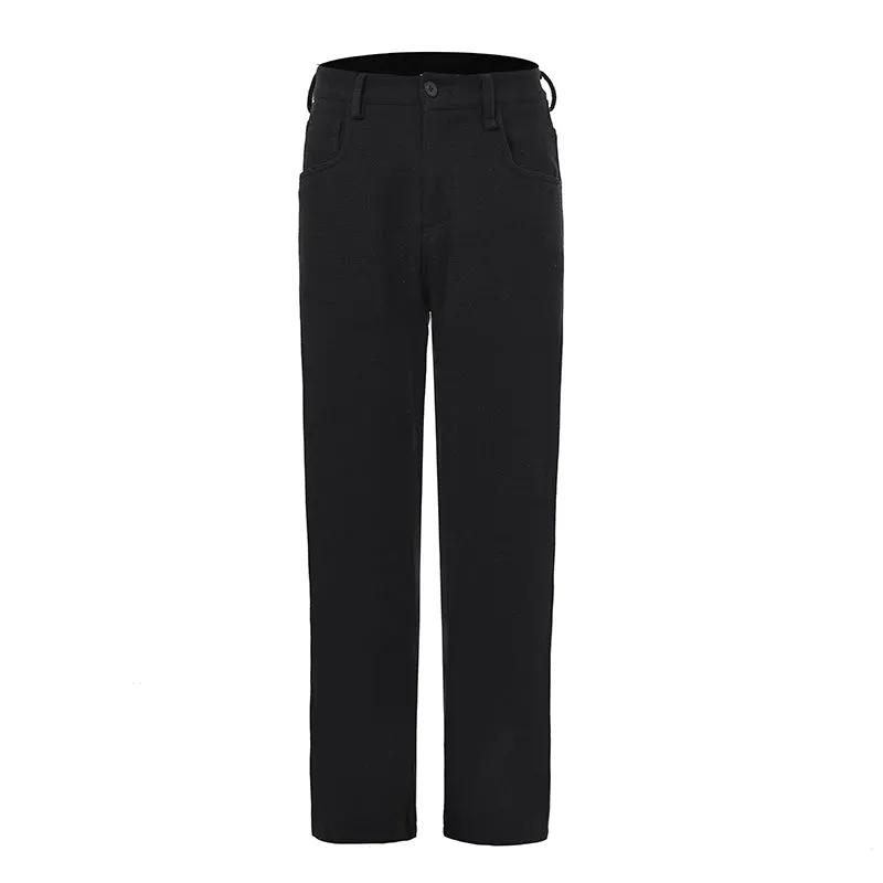 Linen Wool Straight-Leg Trousers
