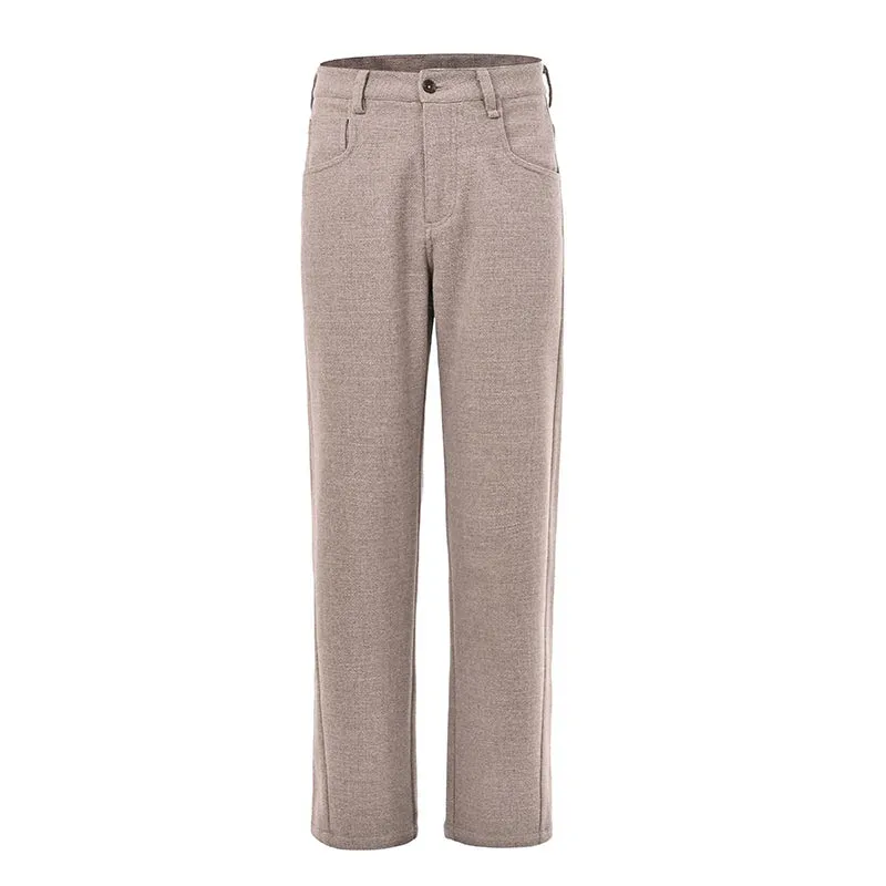Linen Wool Straight-Leg Trousers