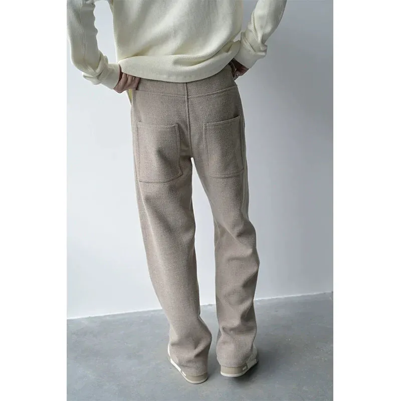 Linen Wool Straight-Leg Trousers