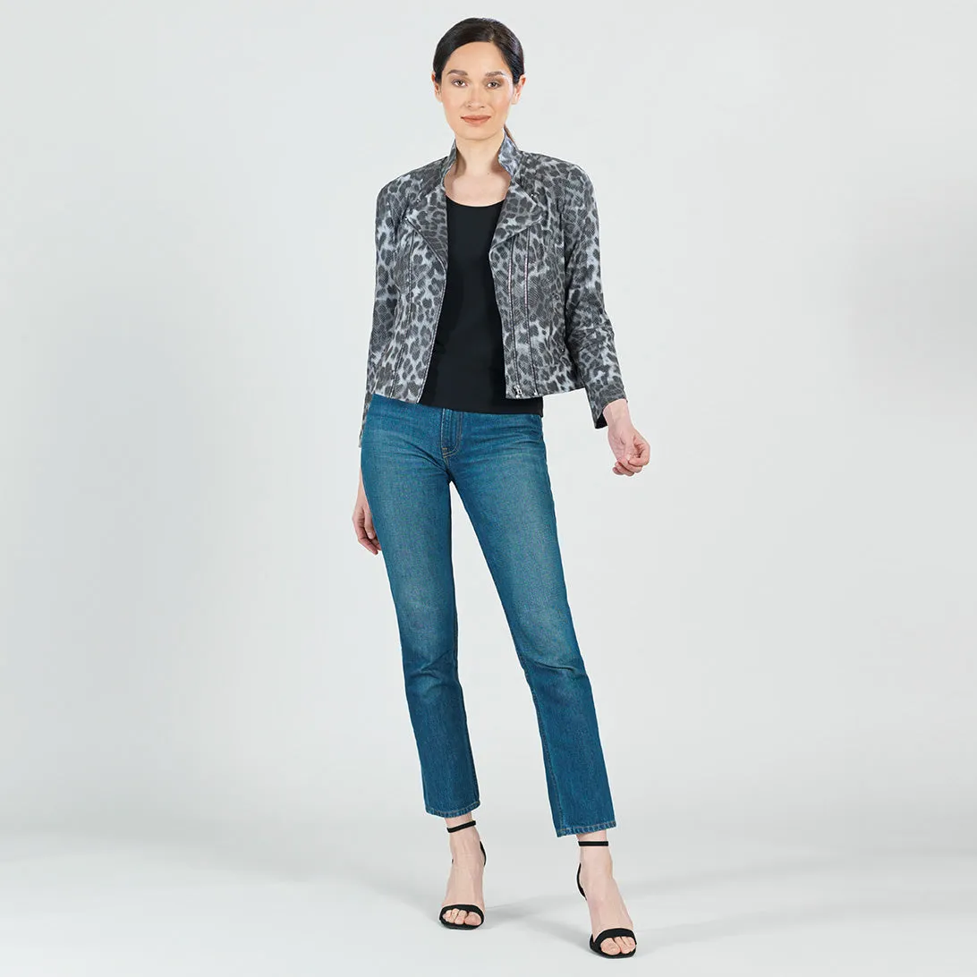 Liquid Leather™ Textured Double Zip Pocket Jacket - Charcoal Cheetah - Final Sale!