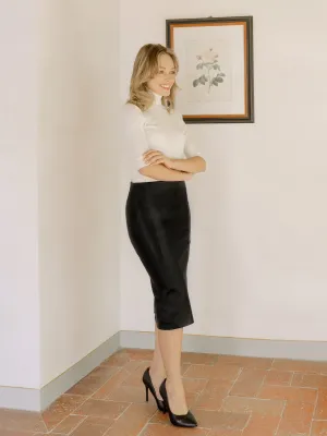 Lisa Stretch Lambskin Leather Pencil Skirt