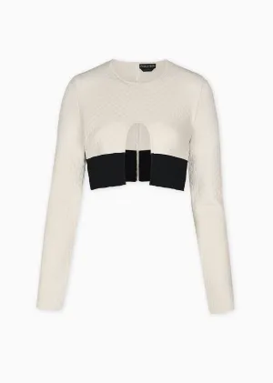 Louvre – Two-Tone Bubble Knit Bolero Jacket