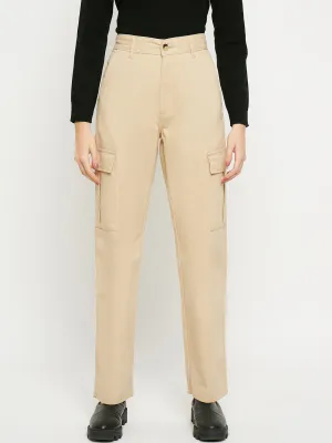 Madame Beige High-Rise Cargo Jeans