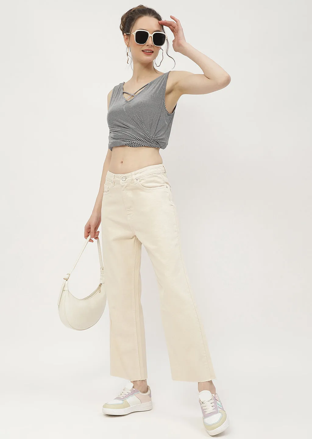 Madame Low Waist Beige Wide Leg Jeans