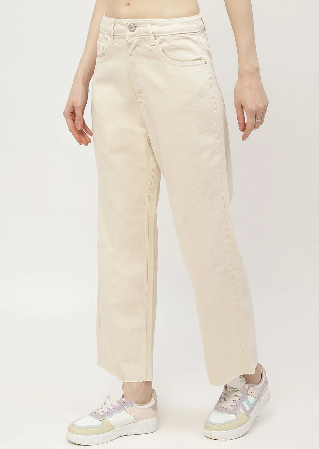 Madame Low Waist Beige Wide Leg Jeans
