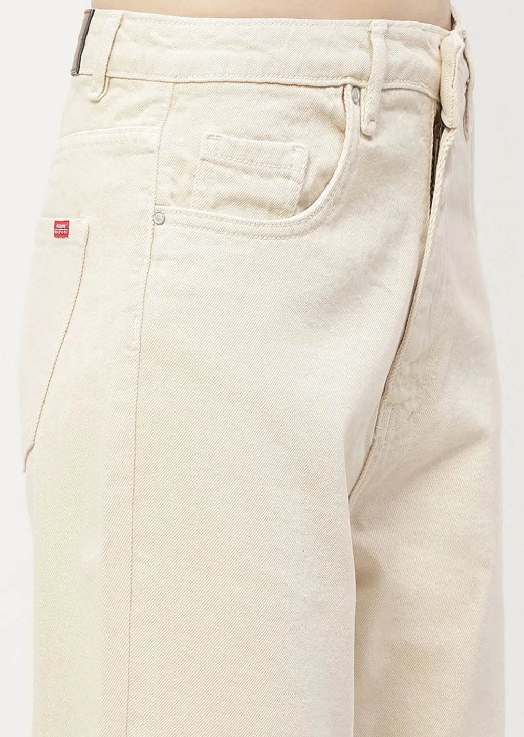 Madame Low Waist Beige Wide Leg Jeans