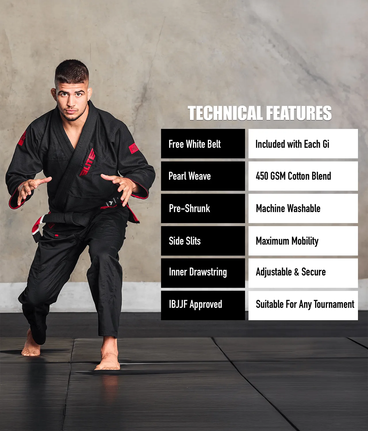 Men's Core Black Brazilian Jiu Jitsu BJJ Gi - (Pack of 3)