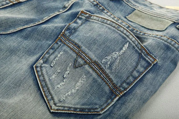 Men's Light Washed Ripped Grey Jeans
