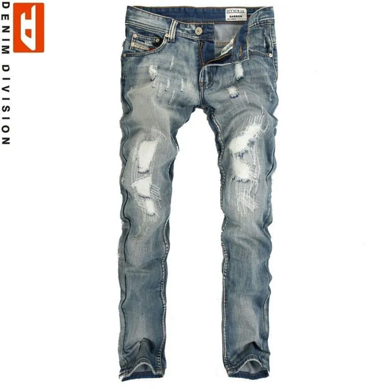 Men's Light Washed Ripped Grey Jeans