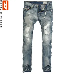 Men's Light Washed Ripped Grey Jeans