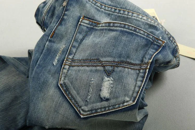 Men's Light Washed Ripped Grey Jeans