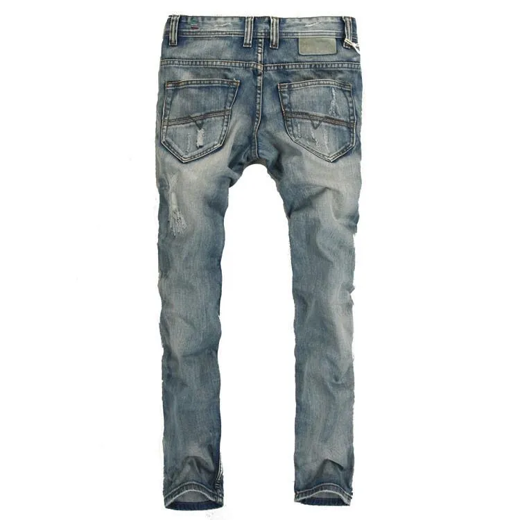 Men's Light Washed Ripped Grey Jeans