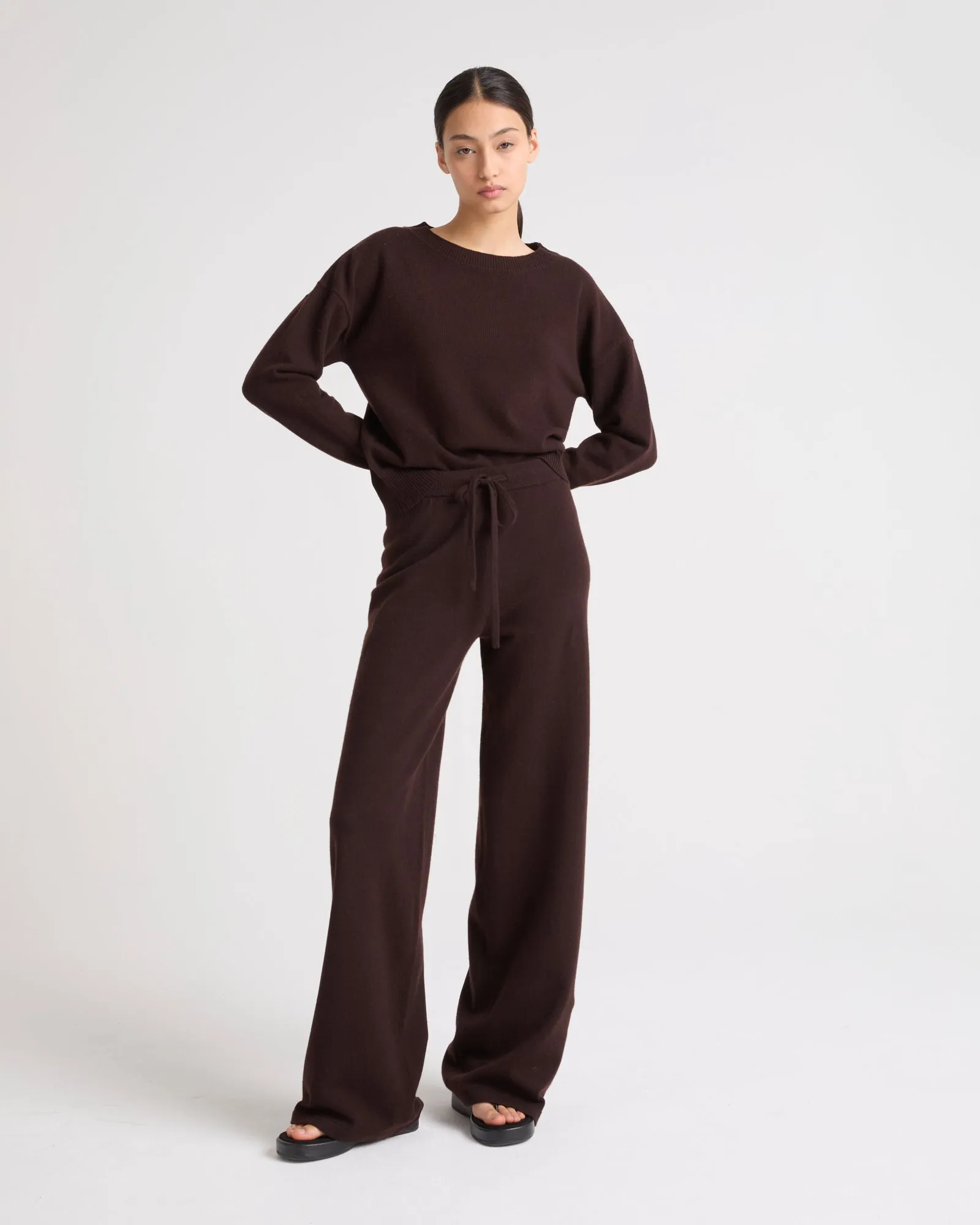 Merino knit wide leg trousers