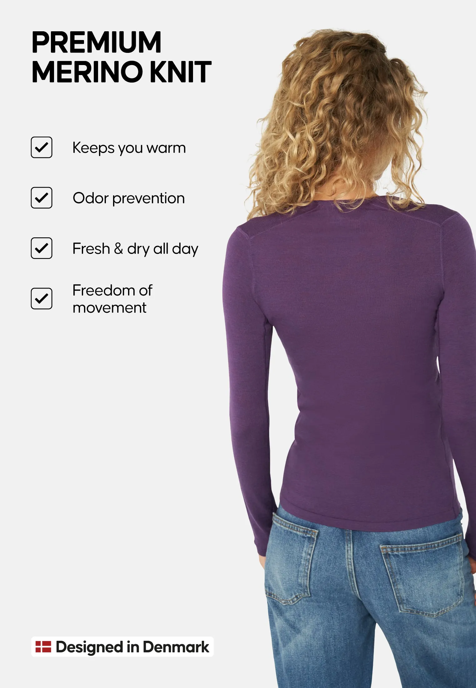 MERINO WOOL BASE LAYER SHIRT FOR WOMEN