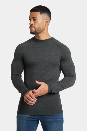 Merino Wool Crew Neck Jumper in Forest Marl