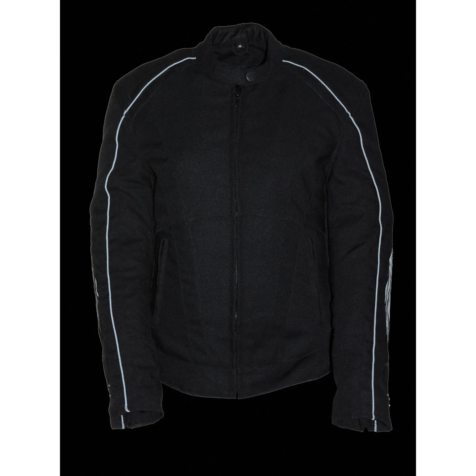 Milwaukee Leather SH1954 Women's Black Textile Jacket with Stud and Wings Detailing
