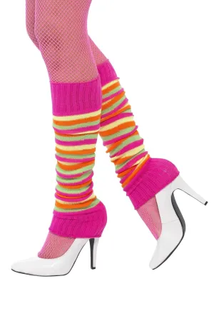 Neon Striped Fluoro 80s Leg Warmers