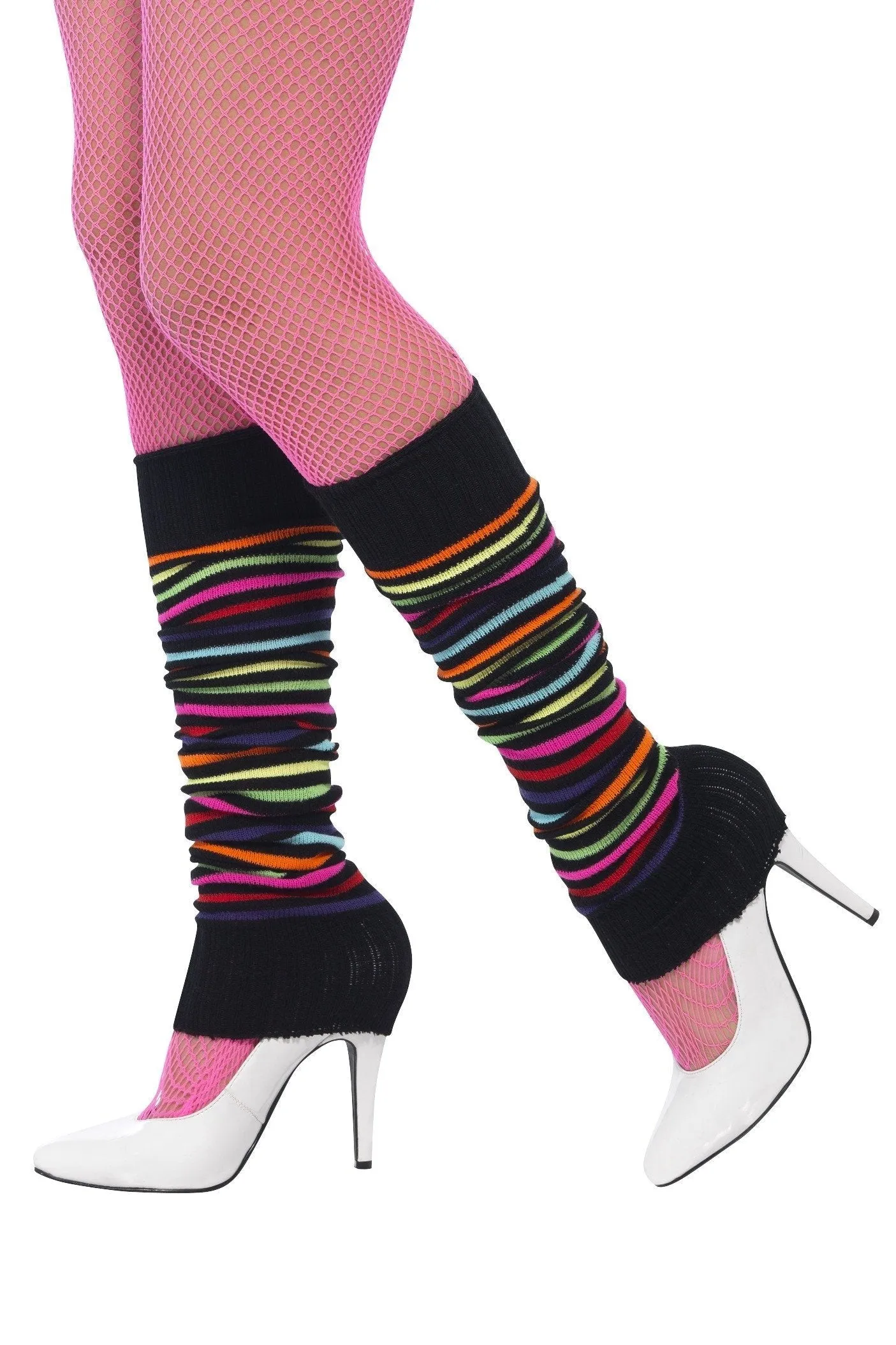 Neon Striped Fluoro 80s Leg Warmers