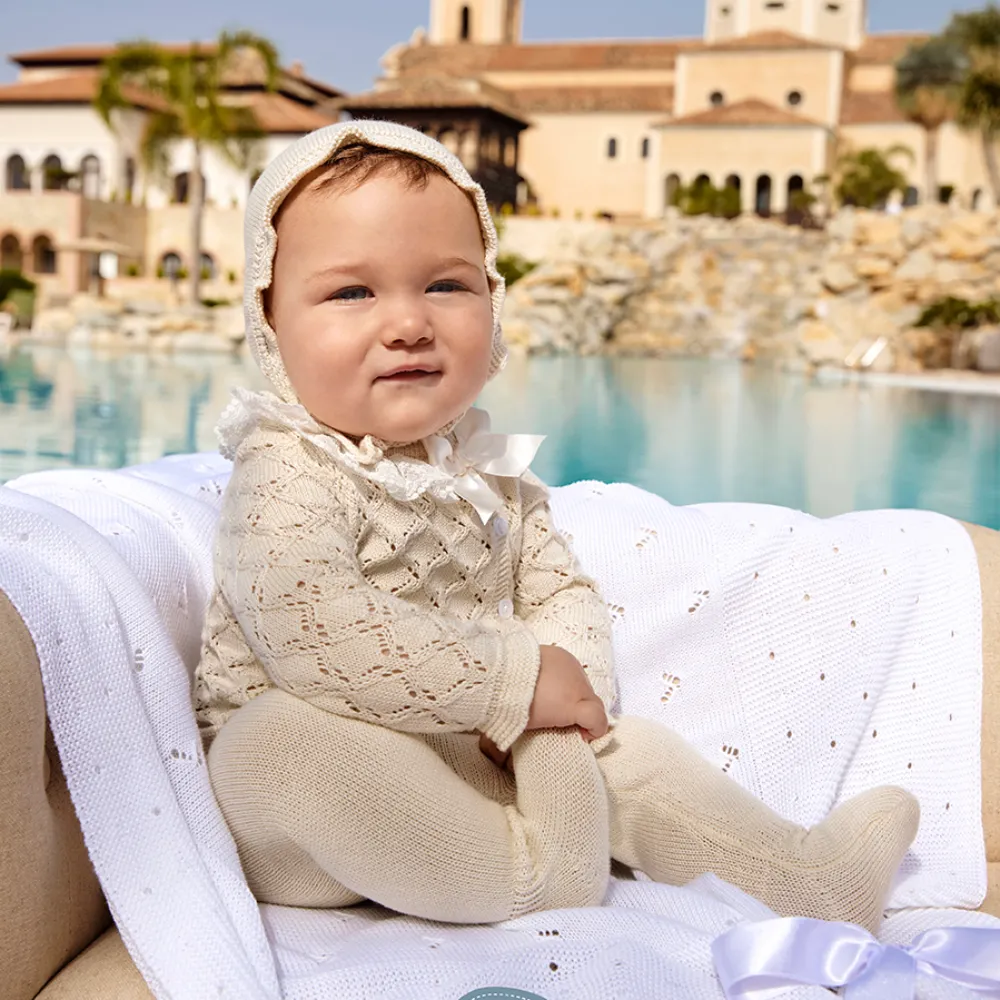 New In Juliana Girls Beige Knitted 3 Piece Set