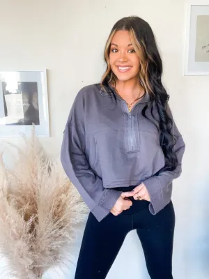 NOW & THEN ZIP UP-CHARCOAL