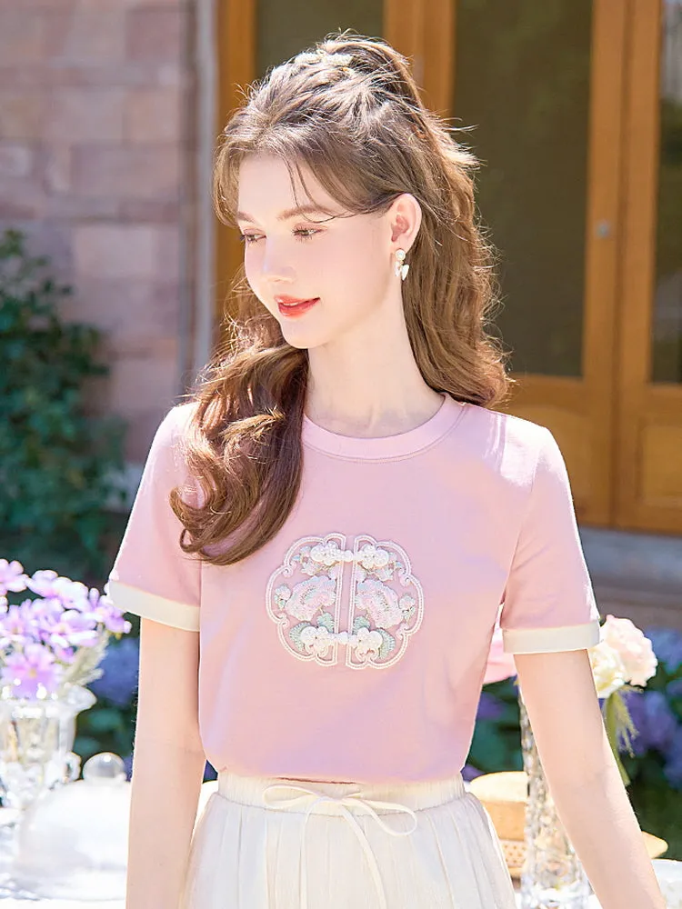 Oriental Blossom Embroidered Tee