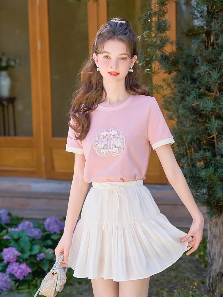 Oriental Blossom Embroidered Tee