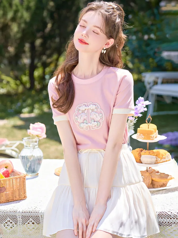 Oriental Blossom Embroidered Tee