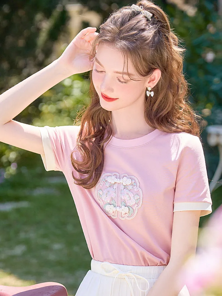 Oriental Blossom Embroidered Tee