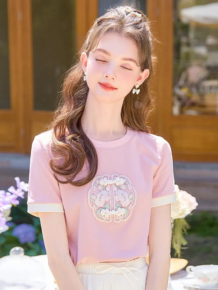 Oriental Blossom Embroidered Tee