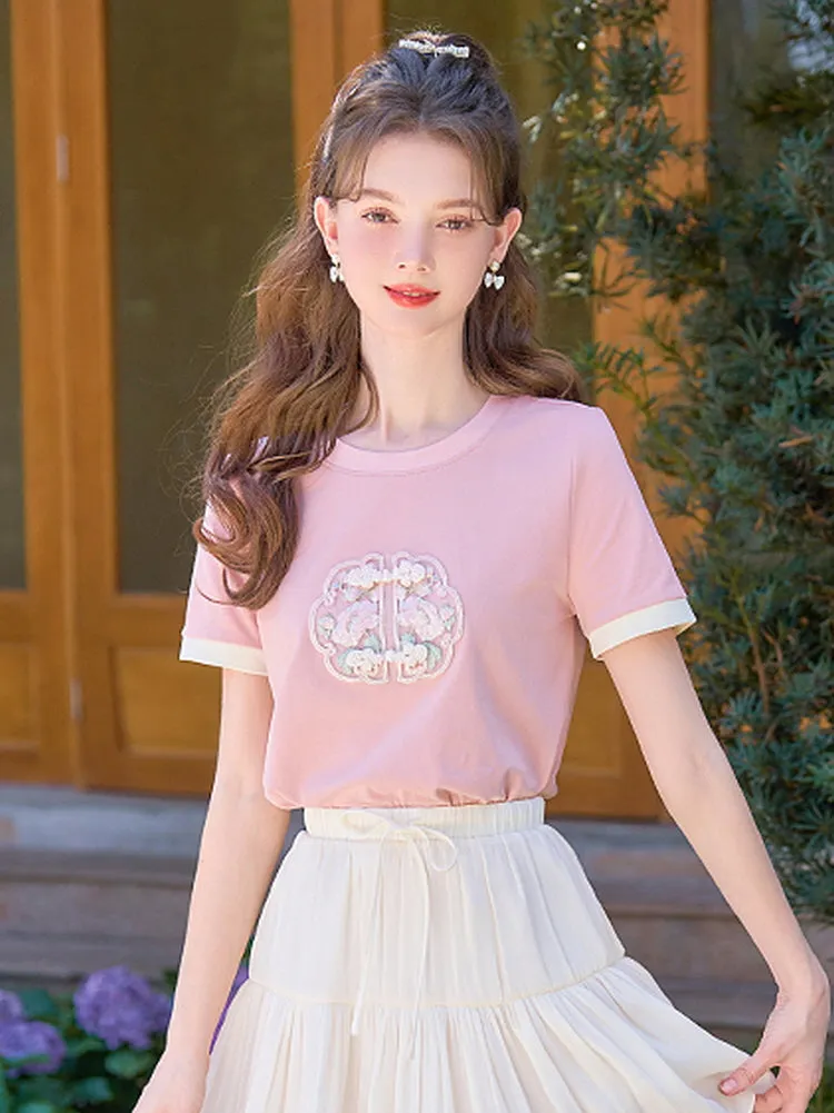 Oriental Blossom Embroidered Tee