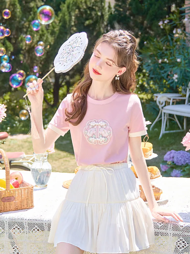Oriental Blossom Embroidered Tee
