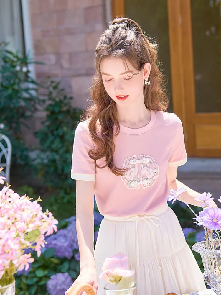 Oriental Blossom Embroidered Tee