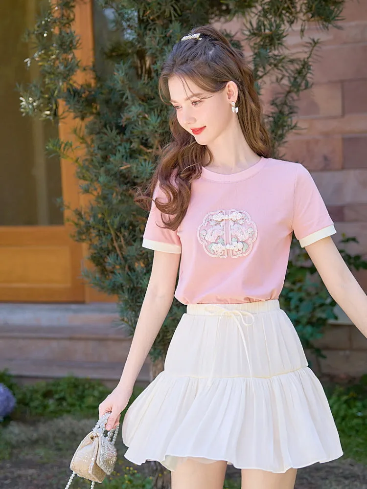 Oriental Blossom Embroidered Tee