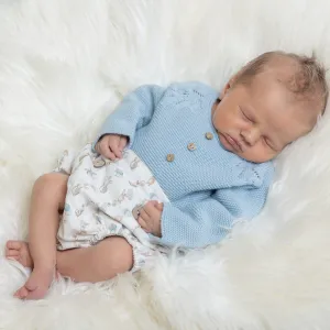Pangasa Blue Bunny Print Knitted Jam Pants Set