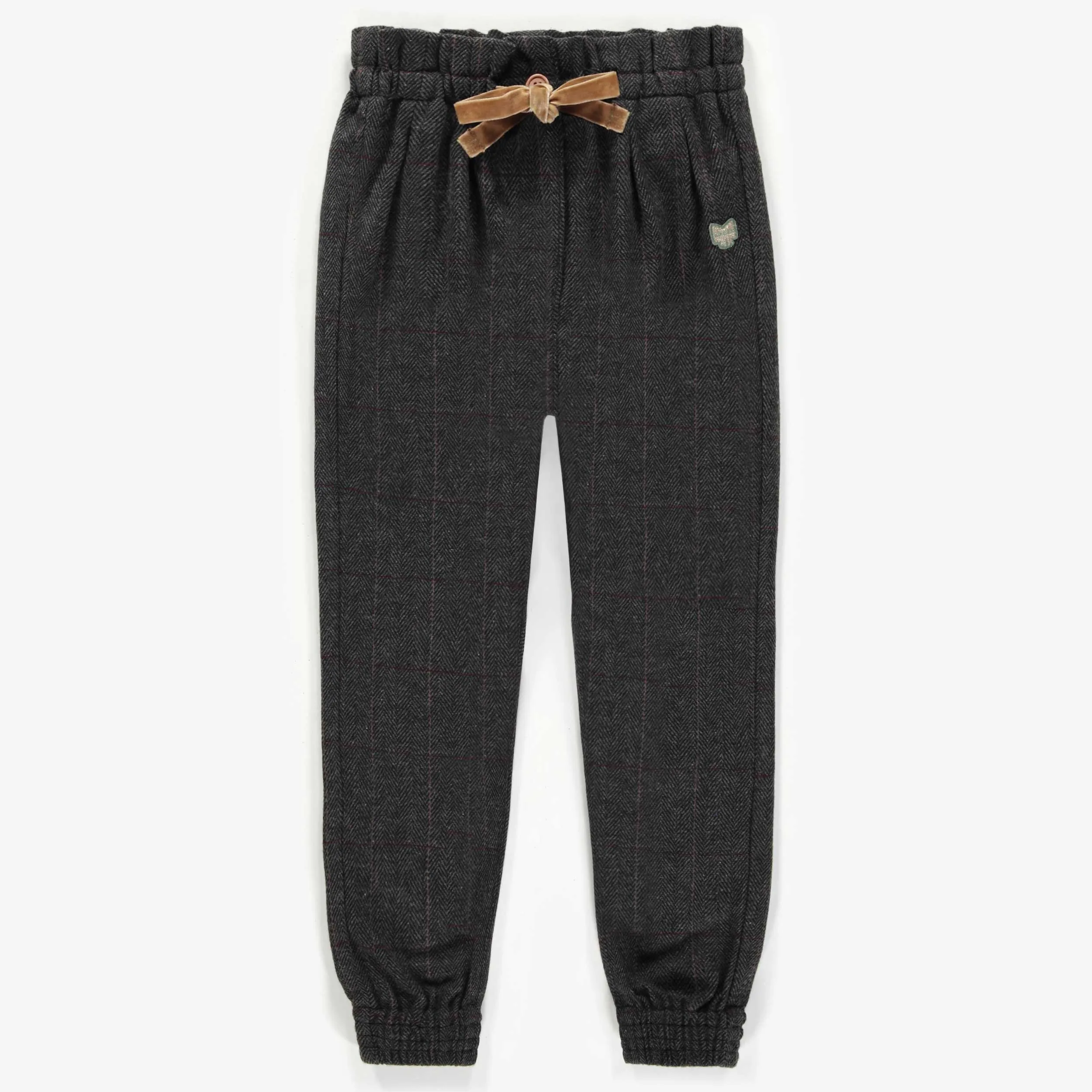 Pantalon 7/8 « coupe mom » en tweed à chevrons, enfant  || Mom cut 7/8 pants in herringbone tweed, child
