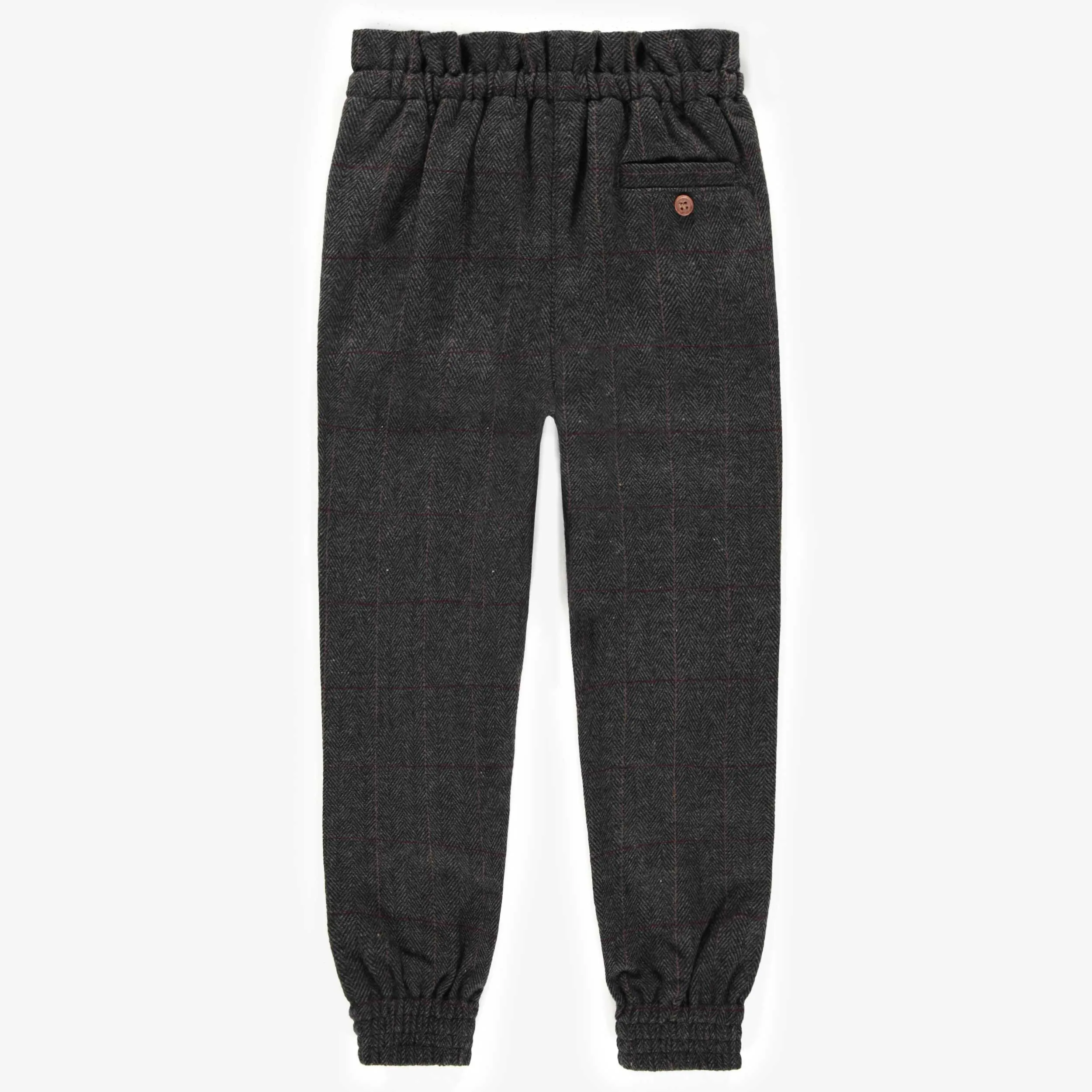 Pantalon 7/8 « coupe mom » en tweed à chevrons, enfant  || Mom cut 7/8 pants in herringbone tweed, child