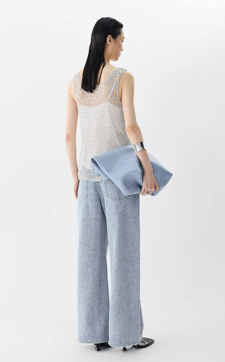 Pants / JNBY Wide-Leg Rolled Hem Denim Pants