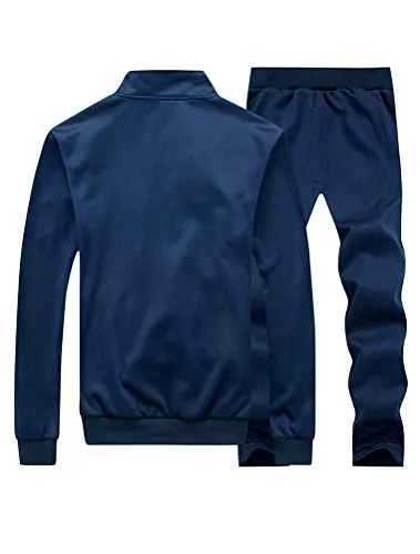 PASOK Men's Casual Tracksuit Long Sleeve Full Zip Running Jogging Sweatsuit Athletic Sports Set Light Gray S