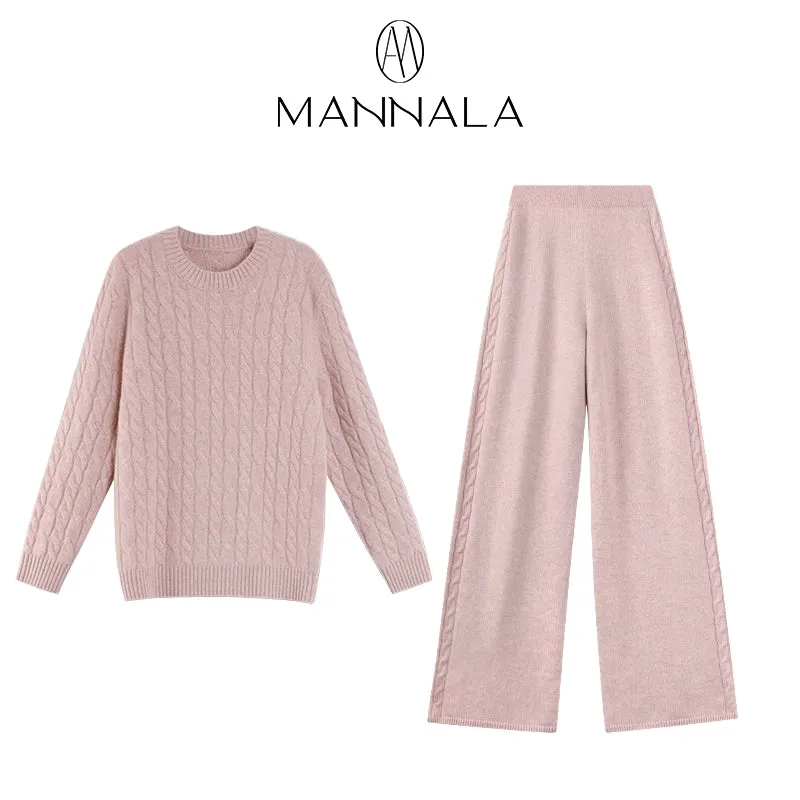Peach Knit Sweater and Pants Set