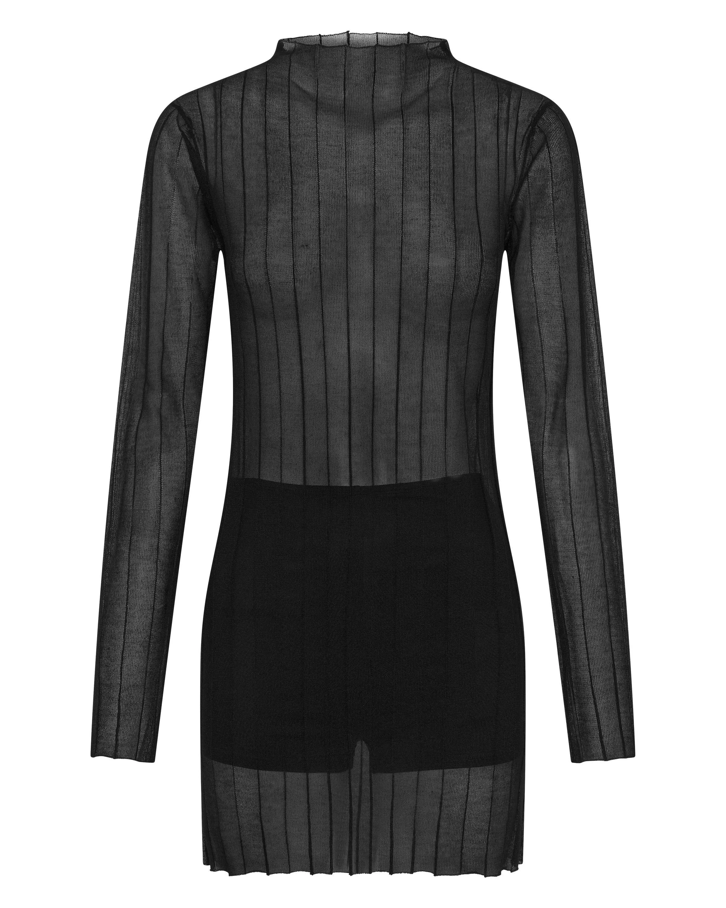 PEER THROUGH KNIT MINI DRESS | BLACK