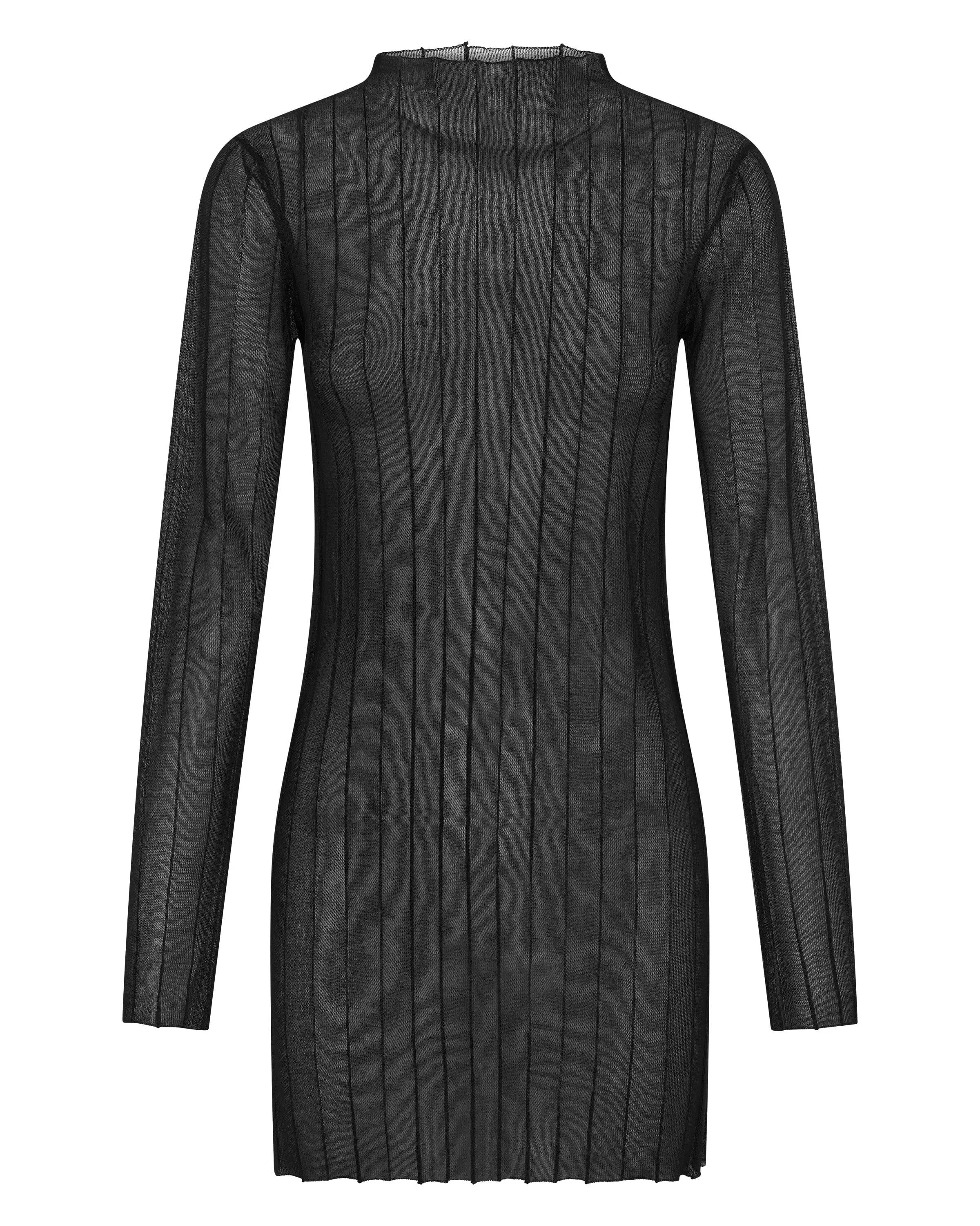 PEER THROUGH KNIT MINI DRESS | BLACK