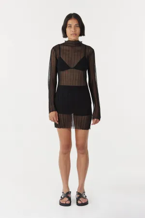 PEER THROUGH KNIT MINI DRESS | BLACK