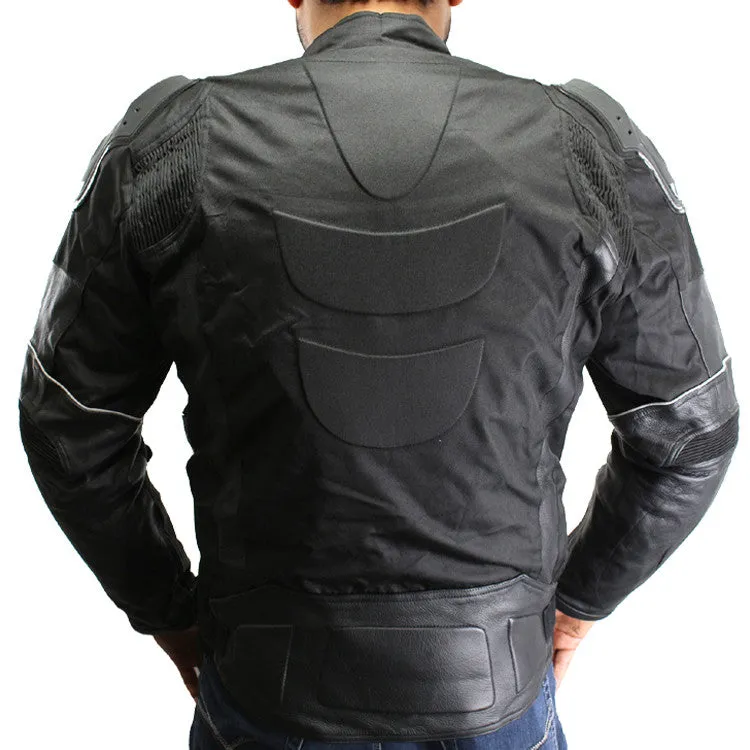 Perrini Mens Classic BLK Motorcycle Armor Biker Racing Motorbike Cordura Jacket