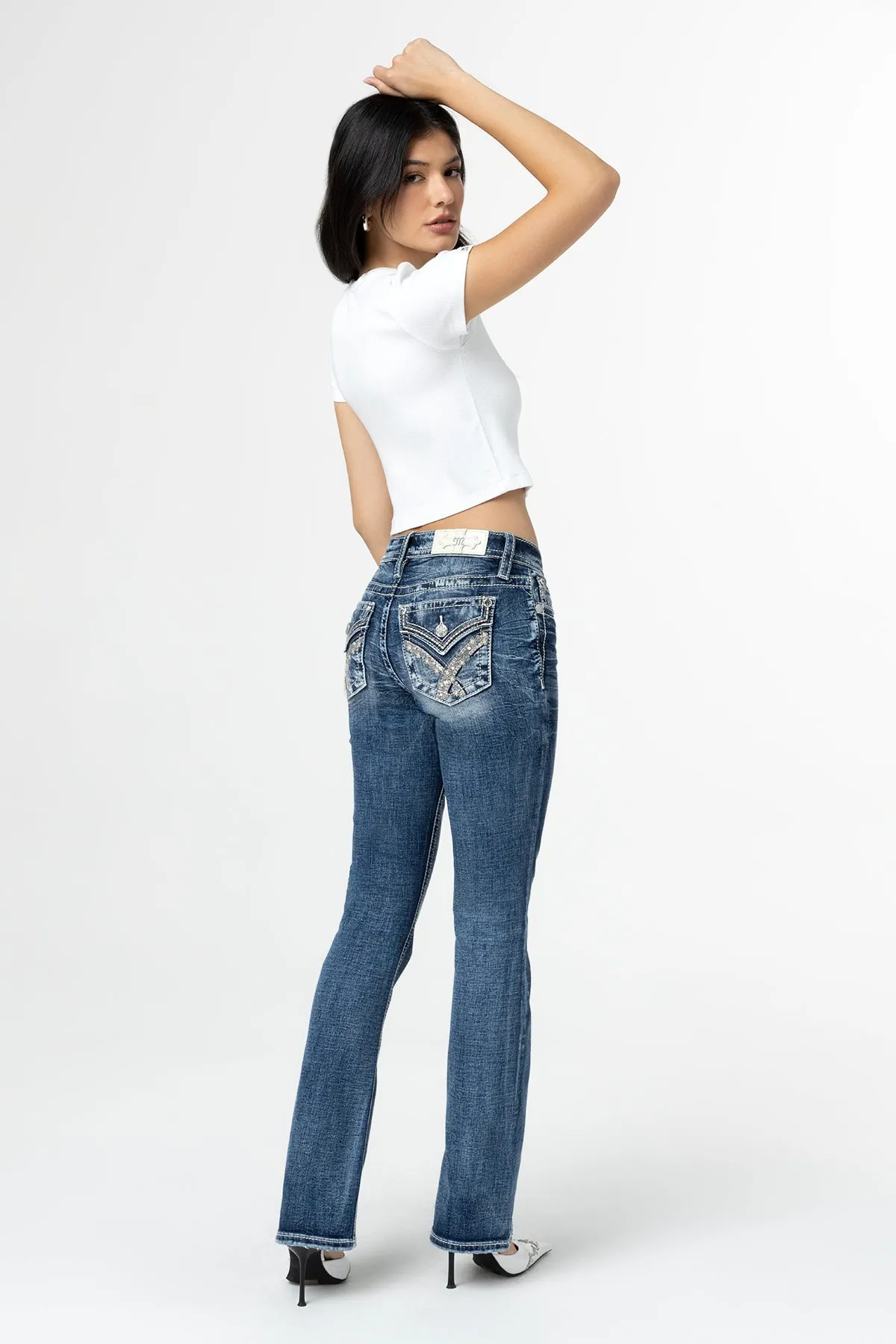 Pink and Blue Hues Bootcut Jeans